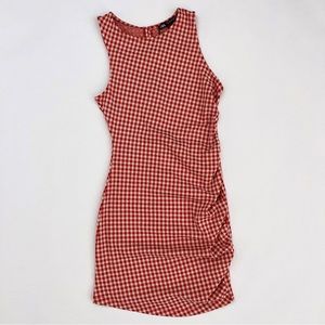 Zara Red Gingham Ruched Dress